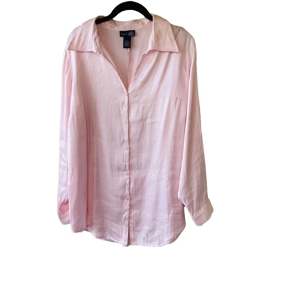Venezia Y2K Pink Long Sleeve Notched Collar Shirt 14/16 Fairycore Shiny